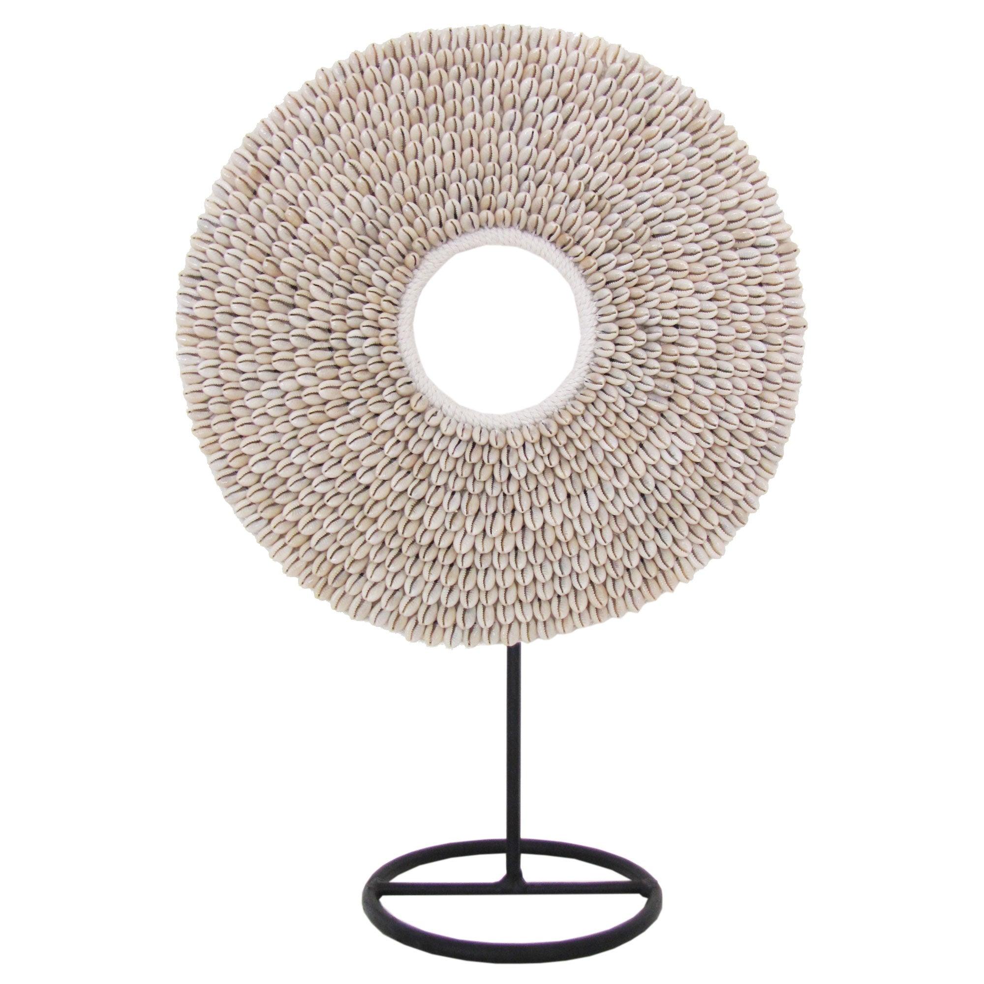 Tribal Shell Decor Stand-Beige Cowrie Shells-Medium - PRHOMZ
