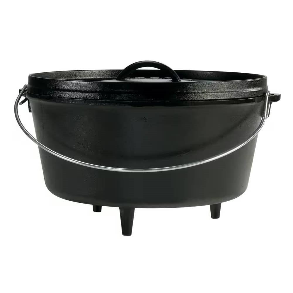 8-Quart Deep Seasoned Cast Iron Dutch Oven with Lid and Metal Handle - PRHOMZ