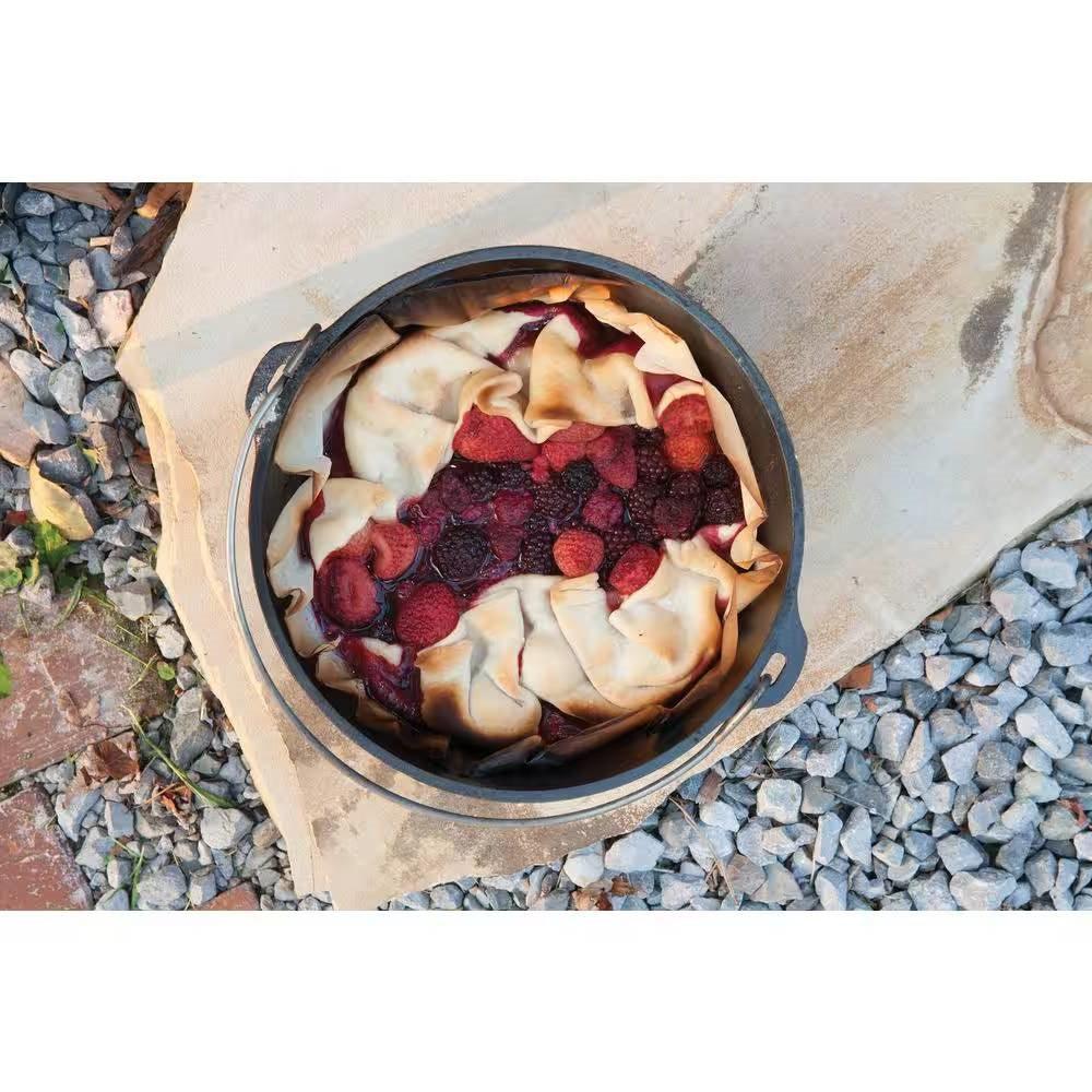 8-Quart Deep Seasoned Cast Iron Dutch Oven with Lid and Metal Handle - PRHOMZ