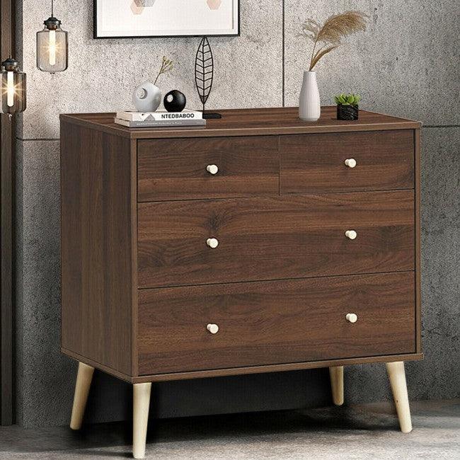Espresso Modern FarmHome 4 Drawer Easy Glide Storage Dresser - PRHOMZ