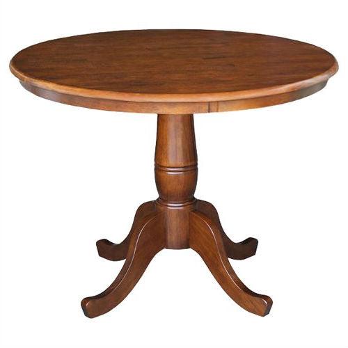 Round 36-inch Pedestal Dining Table in Espresso Finish - PRHOMZ