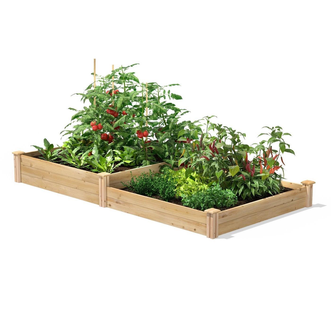 4 ft x 8 ft Cedar Wood 2 Tier Raised Garden Bed - Made in USA - PRHOMZ