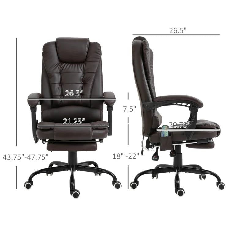 Espresso 7 Mode Vibrating High Back Executive Massage Adjustable Office Chair-4