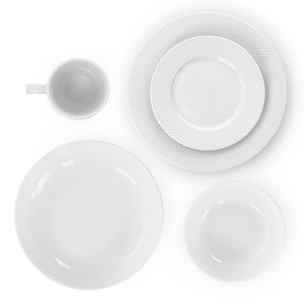 18-Piece White Porcelain Dinnerware Set with Plates Bowls Mugs - Service for 4 - PRHOMZ