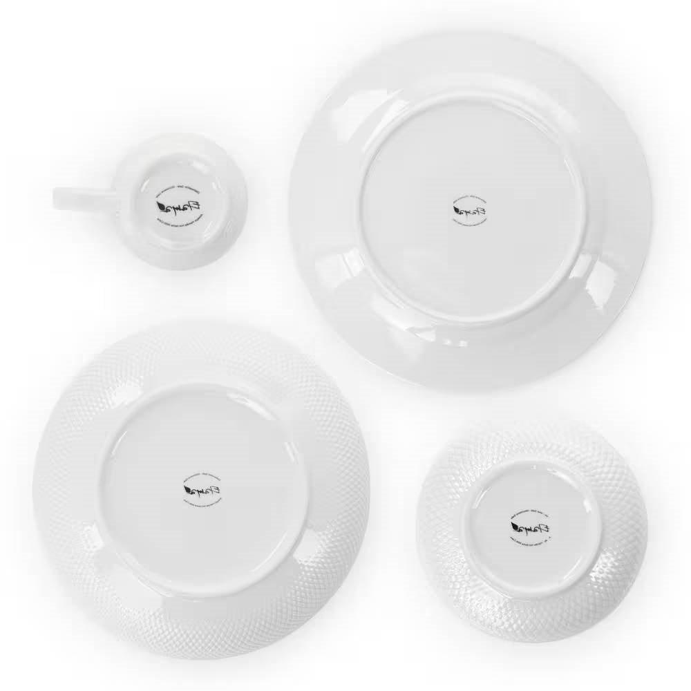 18-Piece White Porcelain Dinnerware Set with Plates Bowls Mugs - Service for 4 - PRHOMZ