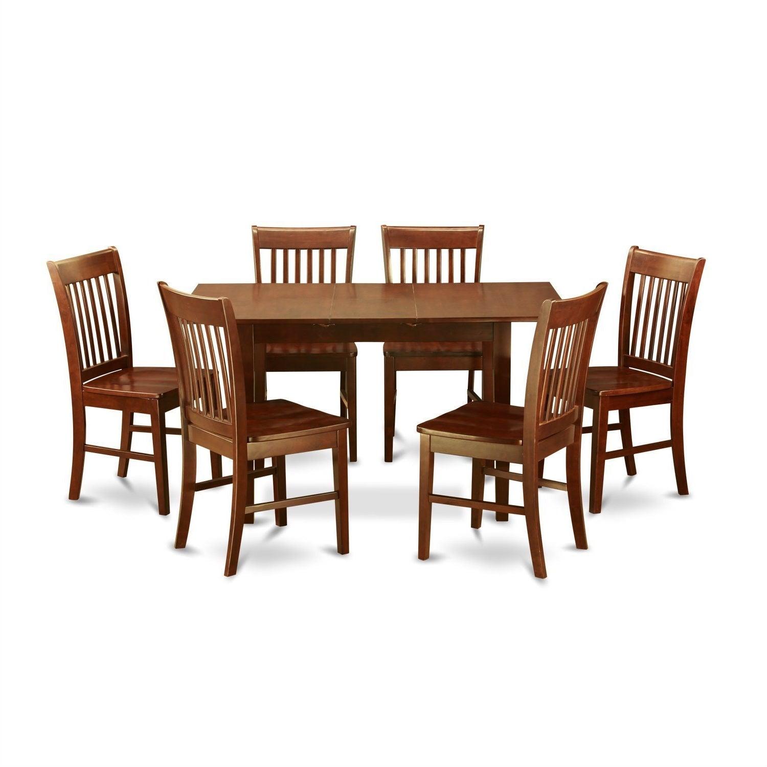 Mission Style 7-piece Dining Set in Mahogany Wood Finish - PRHOMZ