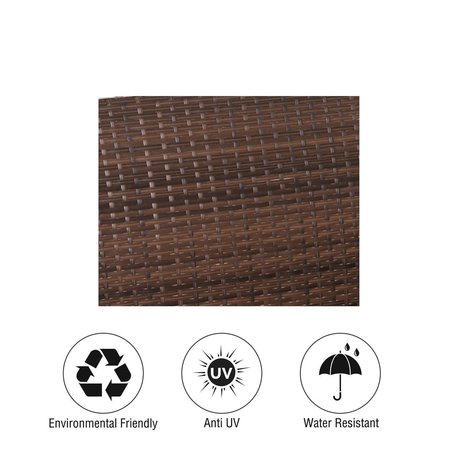 Espresso Wicker Porch Swing 7ft Hanging Chain with Cream Padded Cushion - PRHOMZ