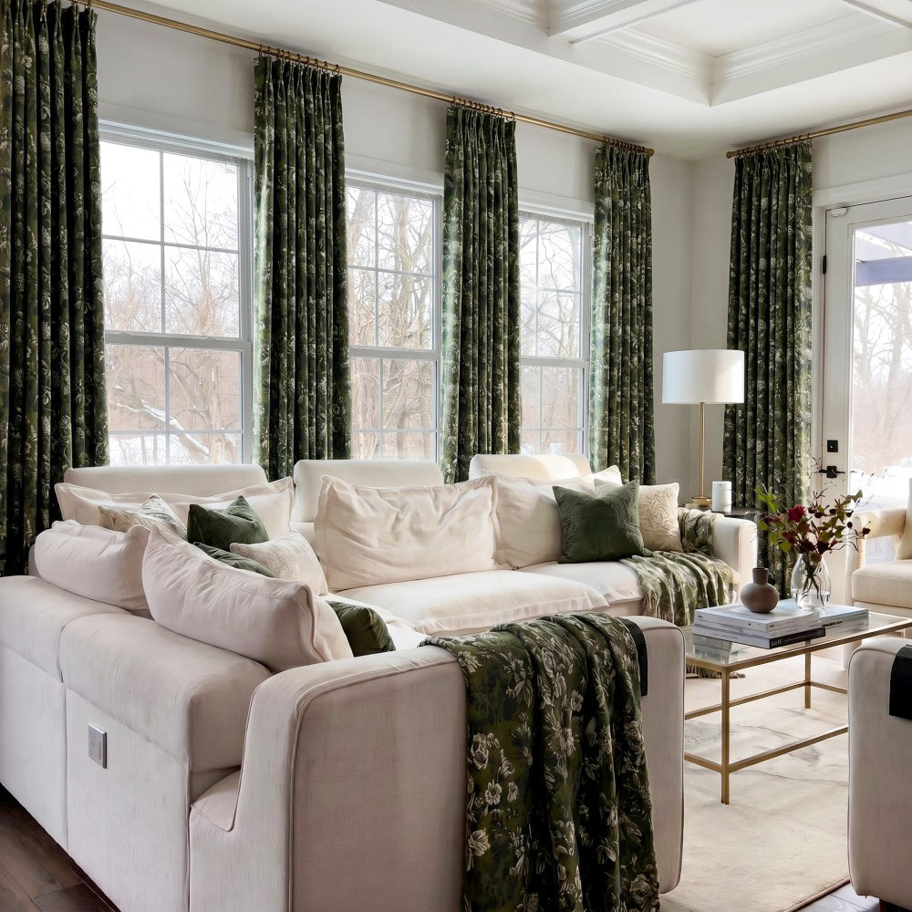 Esmeralda Moody Botanical Jacquard Curtains
