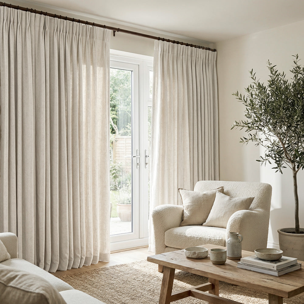 Evan Soft Linen Blend Herringbone Textured Curtains