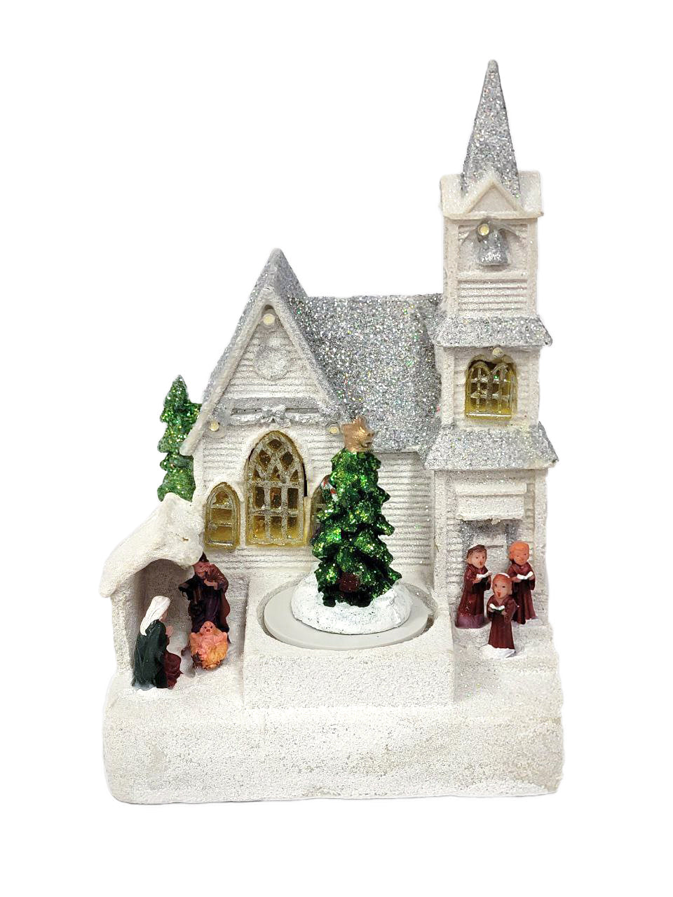 Winter Church with Christmas Tree. Christmas Village by Wizardi F07-N6-6-1