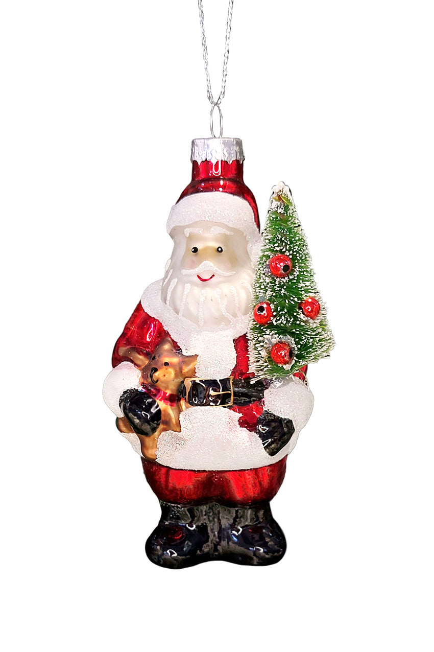 Christmas Glass Ornament - Santa with Christmas Tree by Wizardi F07M3-8 HB-SY25270-1