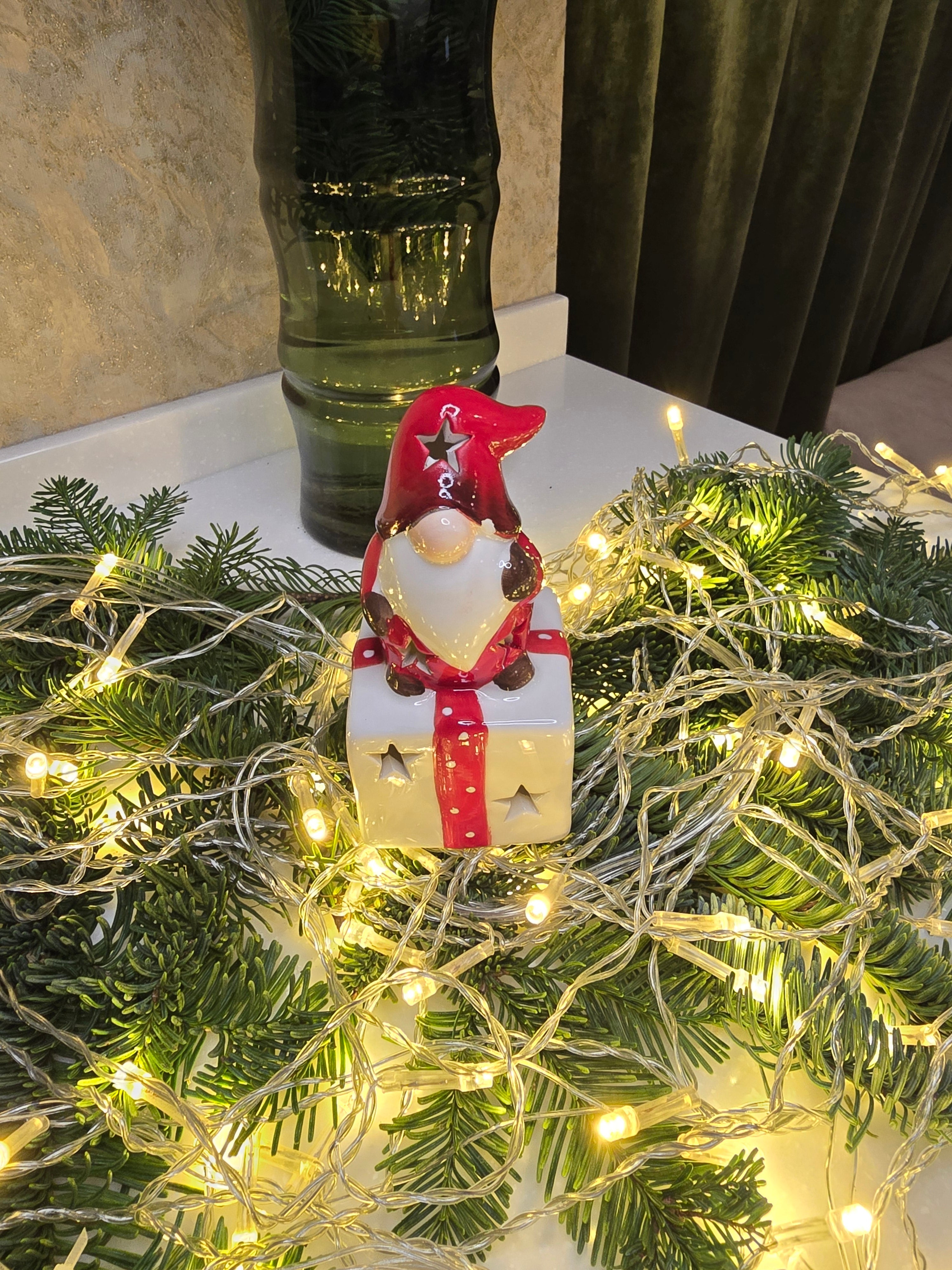 Christmas Ceramic Ornament - Christmas Gift with Gnome by Wizardi F07N7-8-1