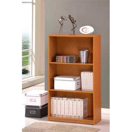 Light Cherry Finish 3-Tier Storage Shelves Bookcase - PRHOMZ