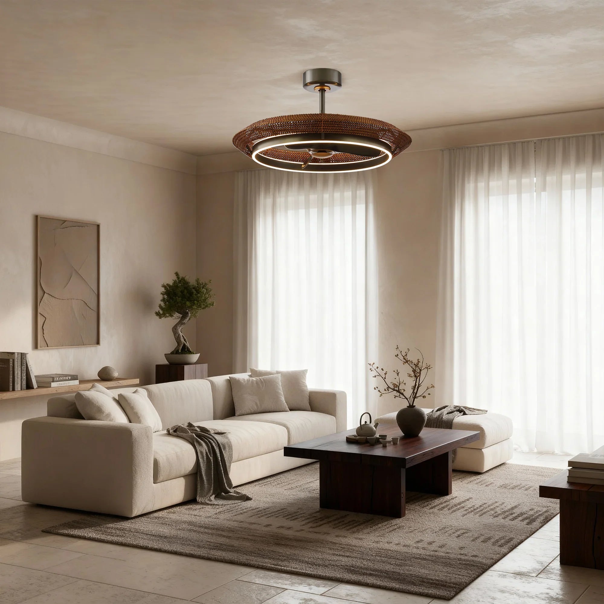 33 Inch Elijah Black-Charcoal Gray Luxury Fandelier with Light and Remote Control