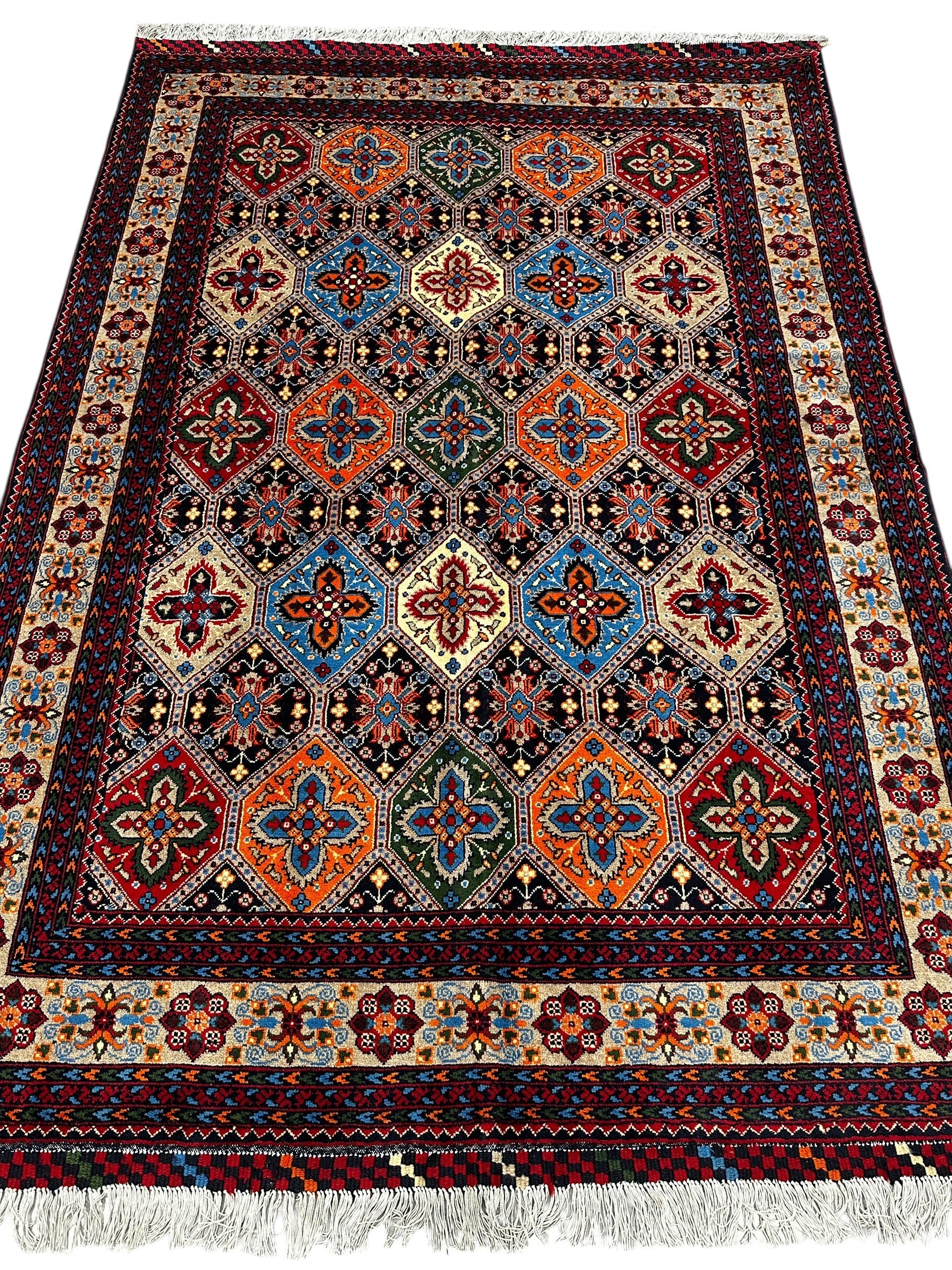 Hand-Knotted Afghani Kashi Wool Rug – 4’9″ x 6’10″