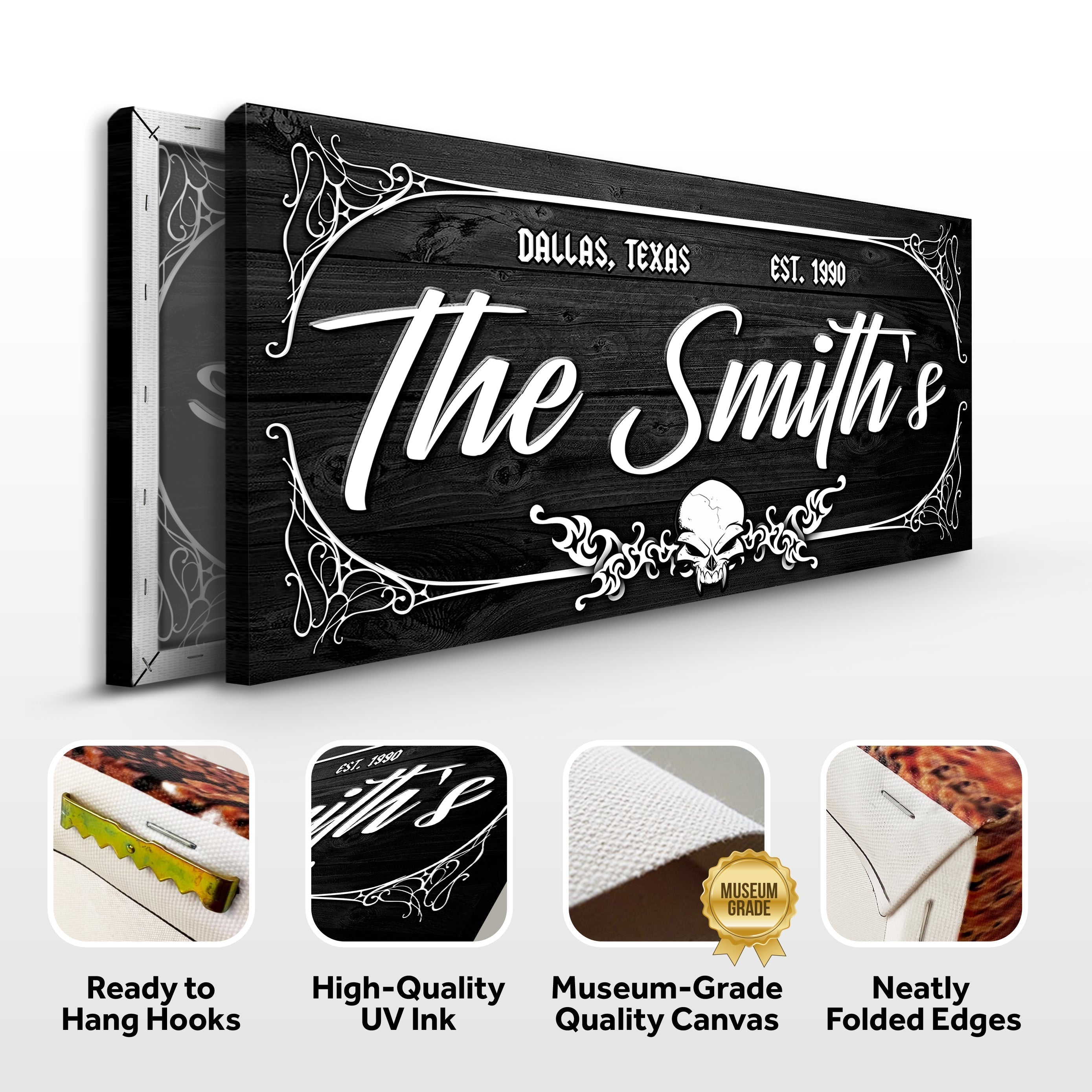 Family Gothic Skull Sign - Customized Modern Gothic Decor For Living Room