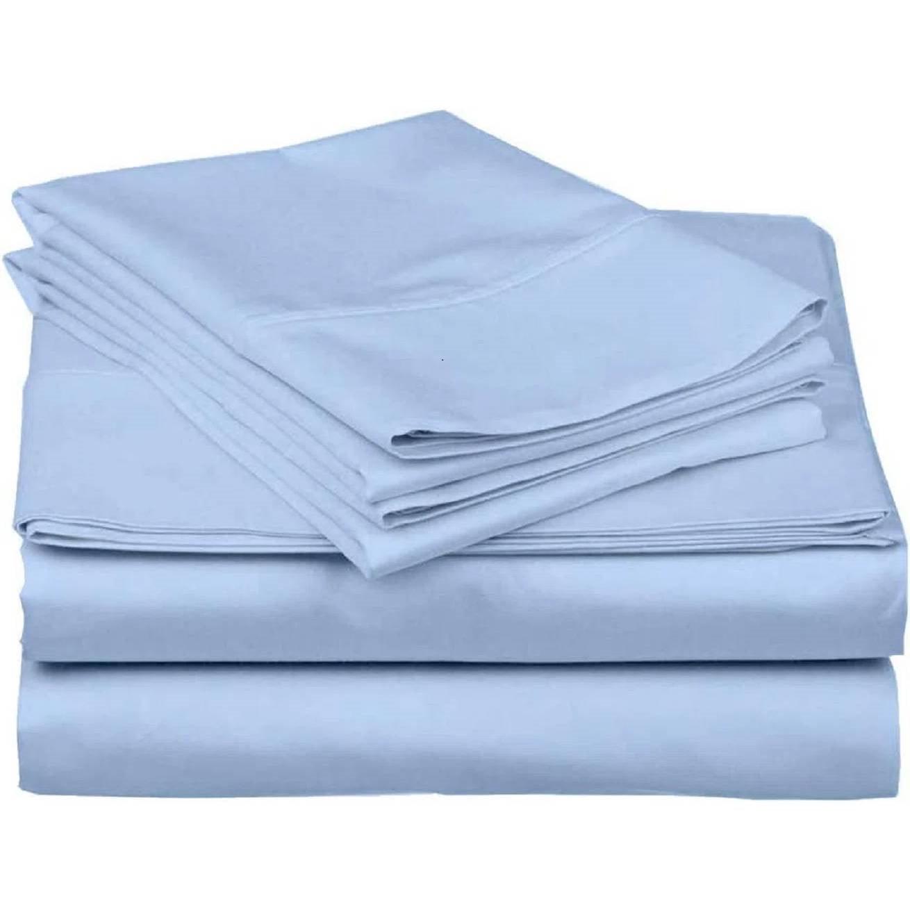 Full Blue 100-Percent Egyptian Cotton 1000 Thread Count 4-Piece Sheet Set - PRHOMZ