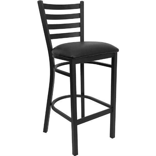 Black Metal Ladder-Back Restaurant Style Bar Stool - PRHOMZ