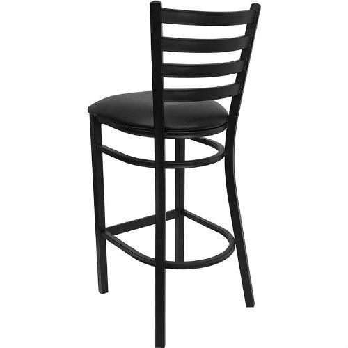 Black Metal Ladder-Back Restaurant Style Bar Stool - PRHOMZ