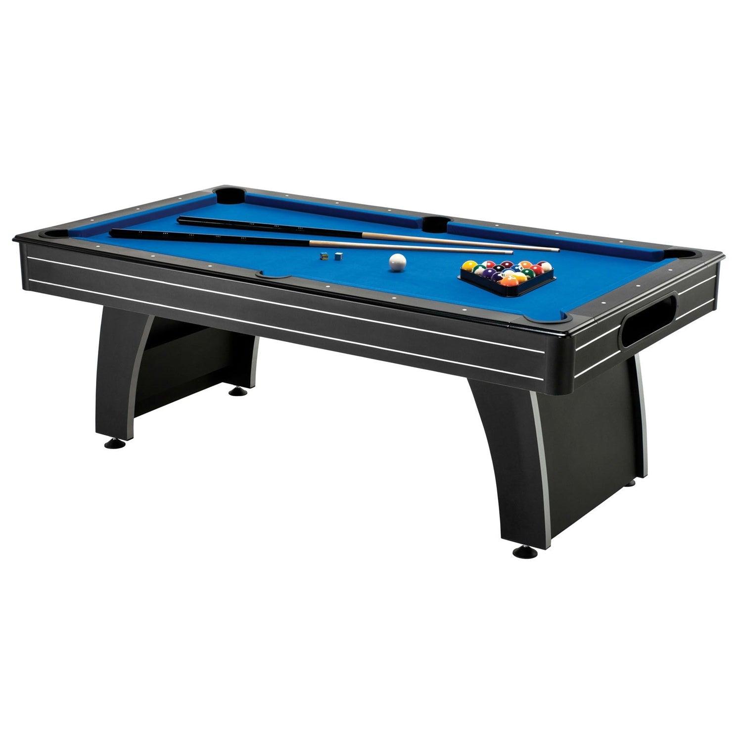 7 Ft Blue Top Pool Table with 2 Cues and Billiard Balls-1