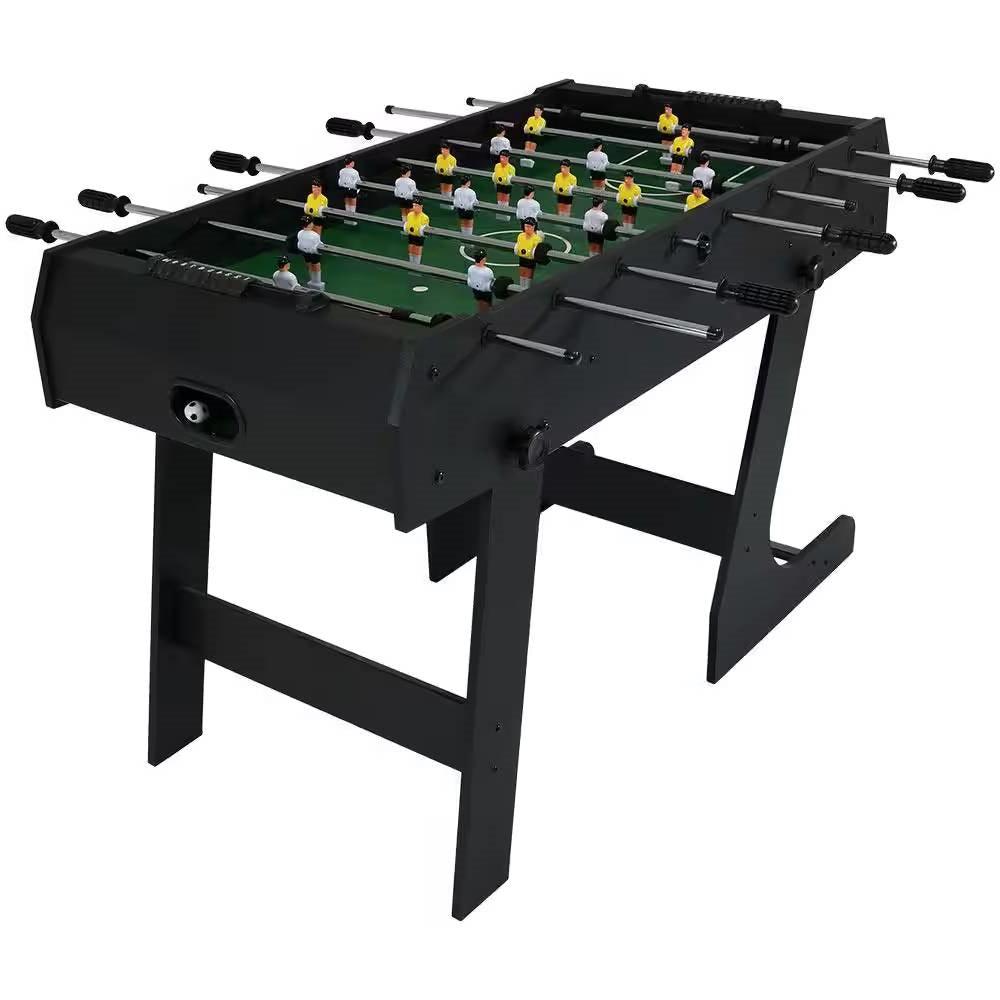 Black Foldable Space Saving 48-in. Foosball Table w/ Score Counters and 2 Balls - PRHOMZ