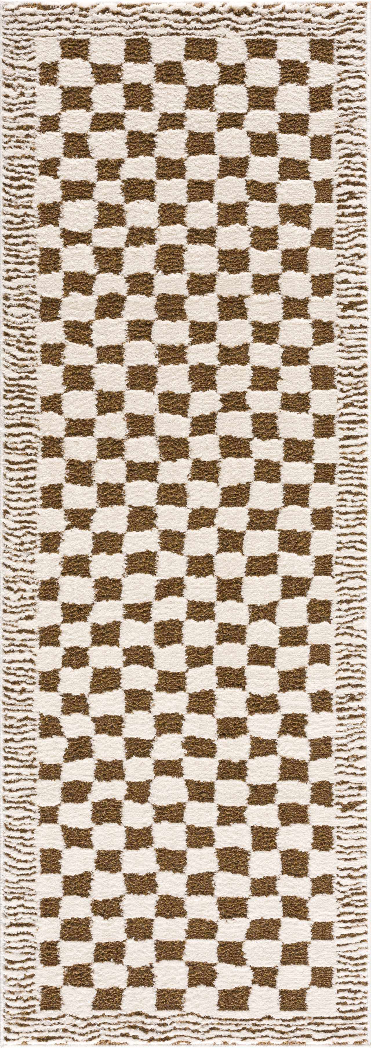 Leryn Brown Checkered Plush Rug