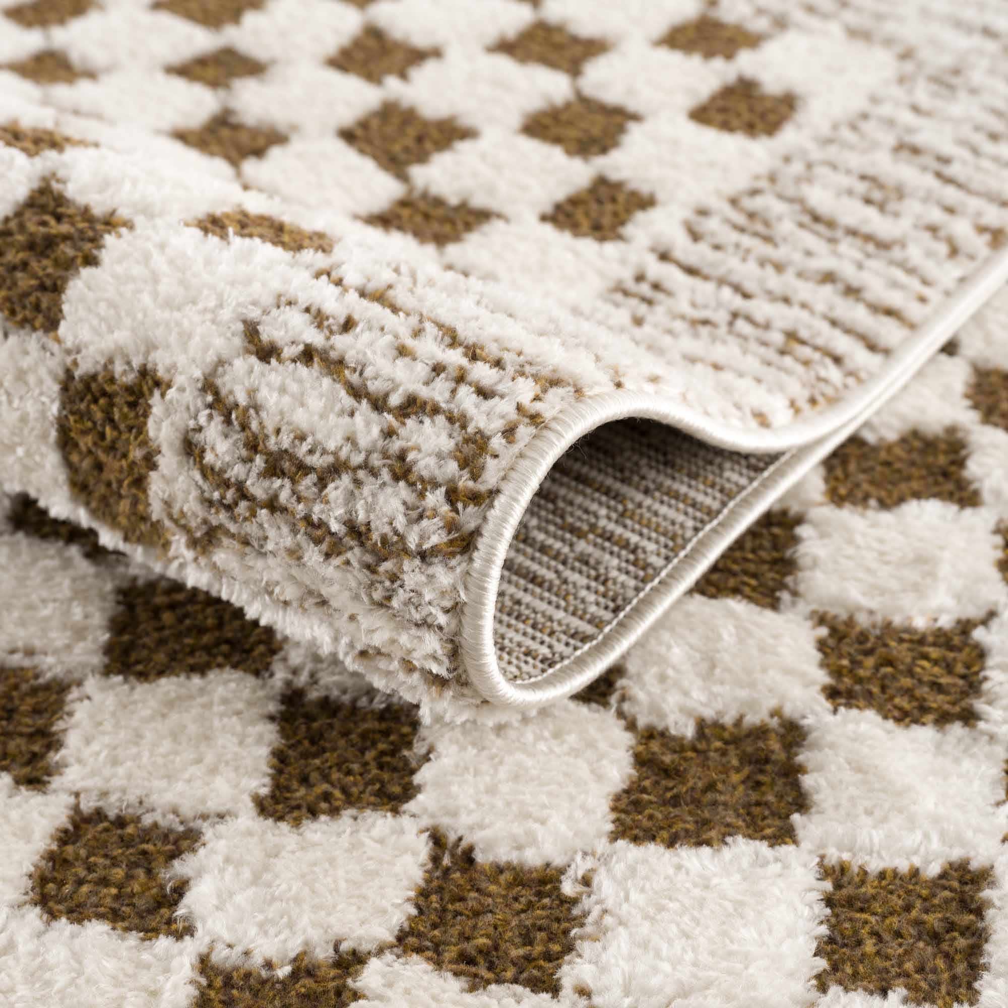 Leryn Brown Checkered Plush Rug