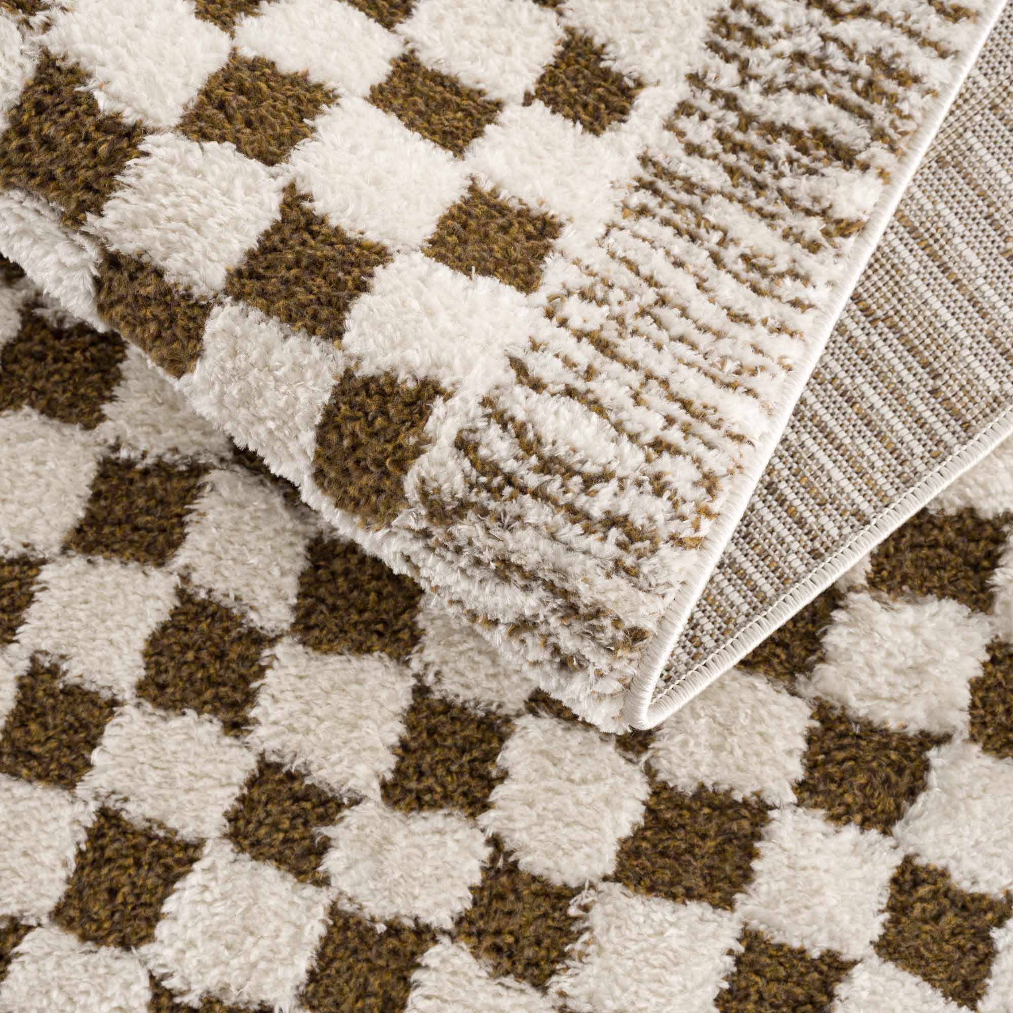 Leryn Brown & White Checkered Area Rug