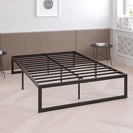 Twin Size 14 Inch Black Metal Steel Slat Platform Bed - PRHOMZ
