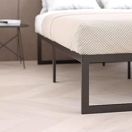 Twin Size 14 Inch Black Metal Steel Slat Platform Bed - PRHOMZ