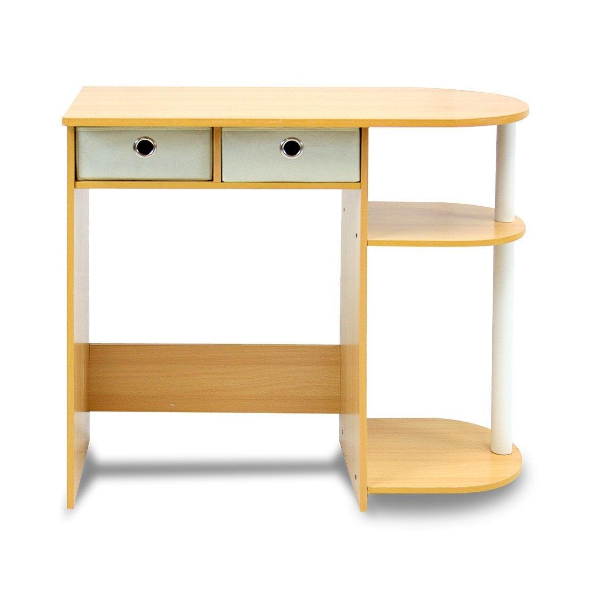 Home Office Laptop Computer Desk Table in Beech Ivory - PRHOMZ