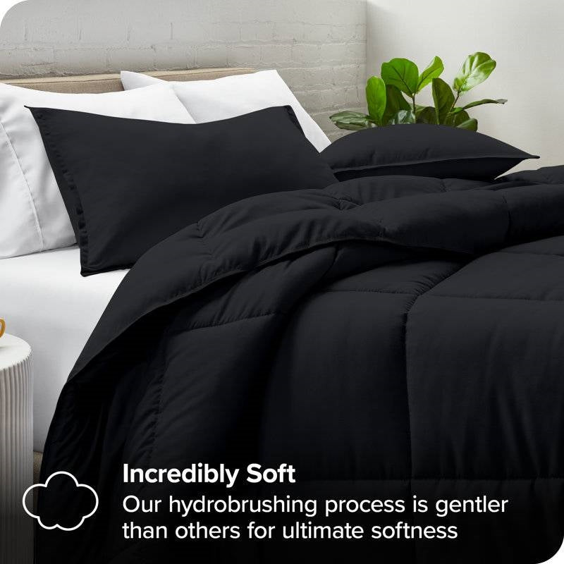 Full/Double size Luxuriously Soft Down Alternative Comforter Set in Black-4
