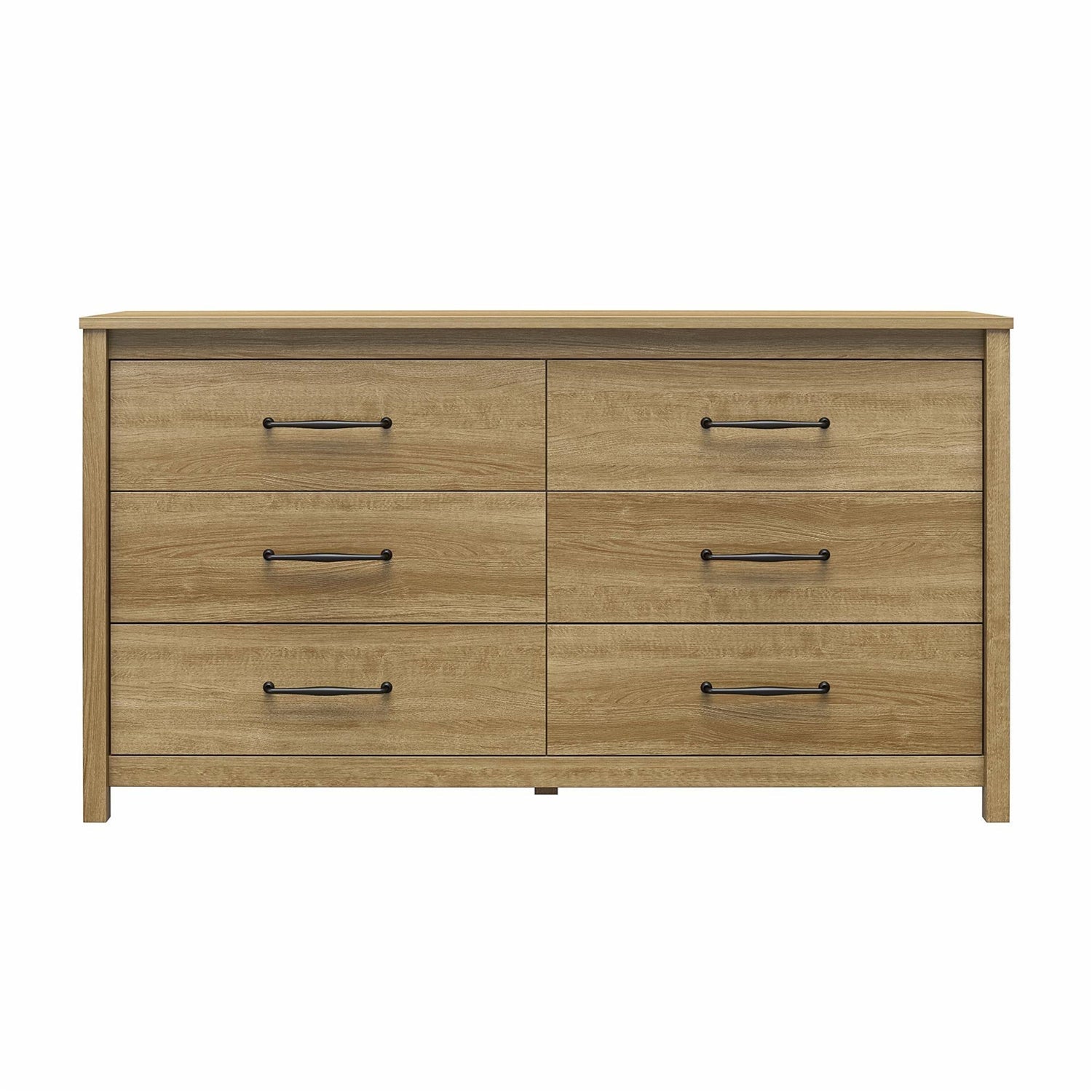 Rustic Farmhouse 6-Drawer Dresser in Natural Wood Finish-0