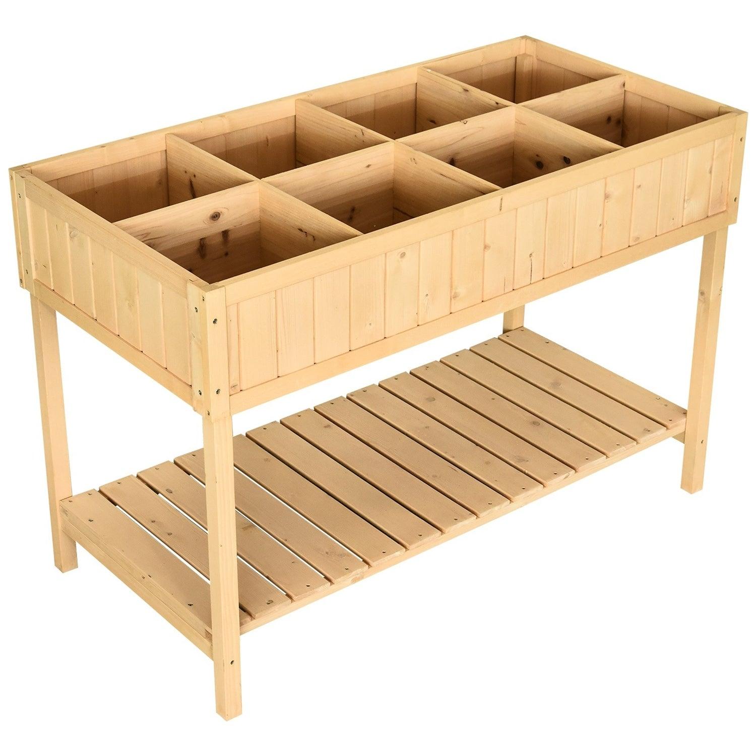 FarmHome 8 Grid Fir Wooden Raised Garden Planter Box - PRHOMZ