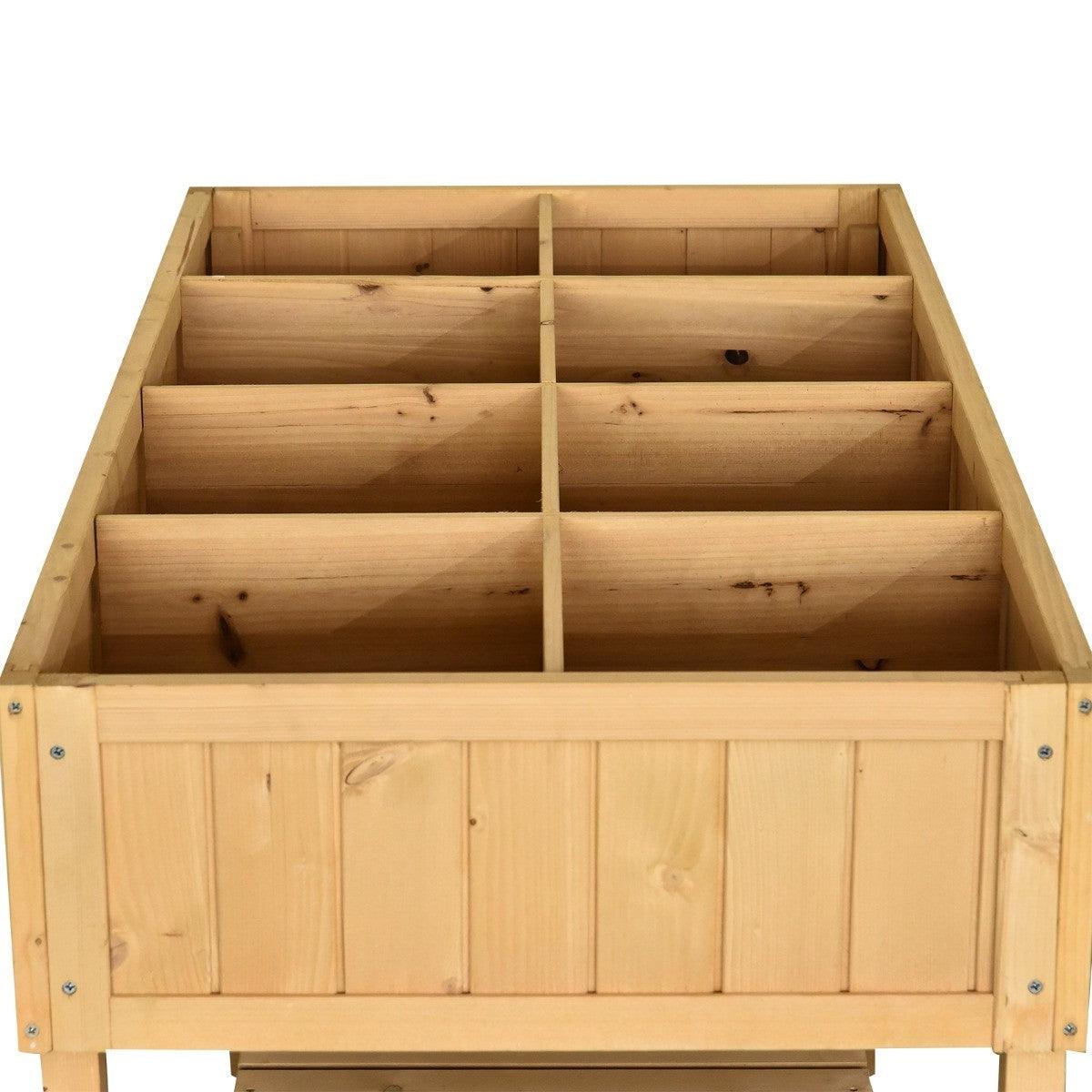 FarmHome 8 Grid Fir Wooden Raised Garden Planter Box - PRHOMZ