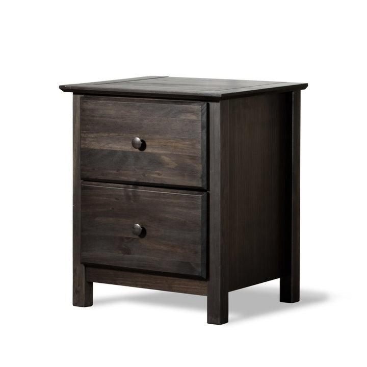 Farmhouse Solid Pine Wood 2 Drawer Nightstand in Espresso - PRHOMZ