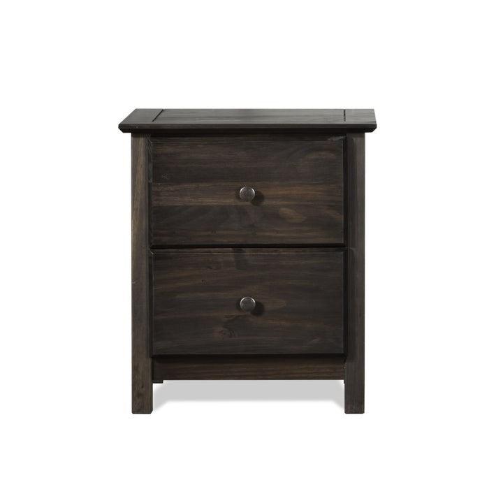 Farmhouse Solid Pine Wood 2 Drawer Nightstand in Espresso - PRHOMZ