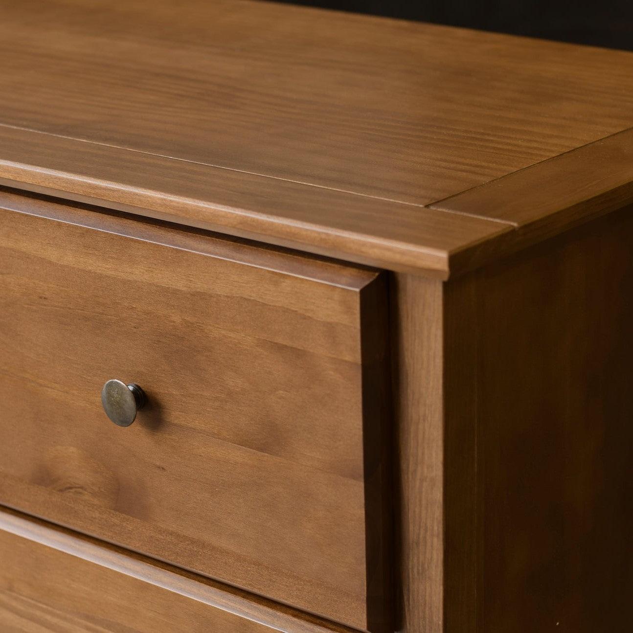 Farmhouse Solid Pine Wood 6 Drawer Dresser in Walnut Finish - PRHOMZ