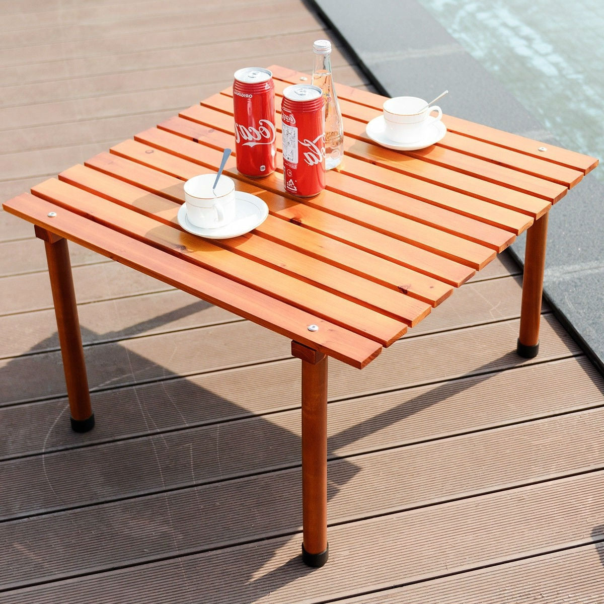 Outdoor Portable Roll-Up Folding Wood Patio Table with Carry Bag-3