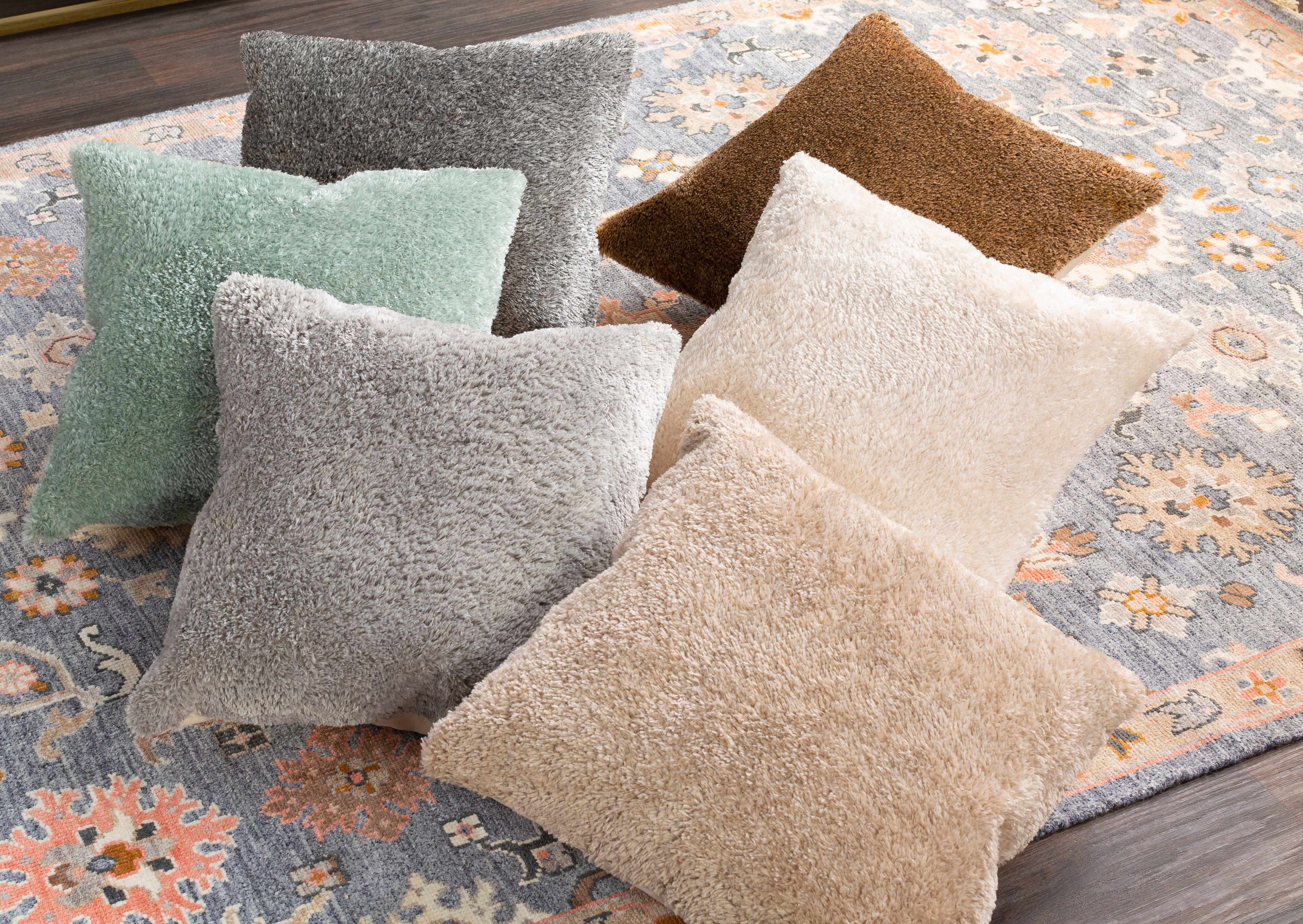 Mertzon Cozy Brown Shag Throw Pillow - Clearance-1