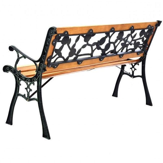 Flowers Outdoor Patio Park Cast Iron Garden Porch Chair Bench - PRHOMZ