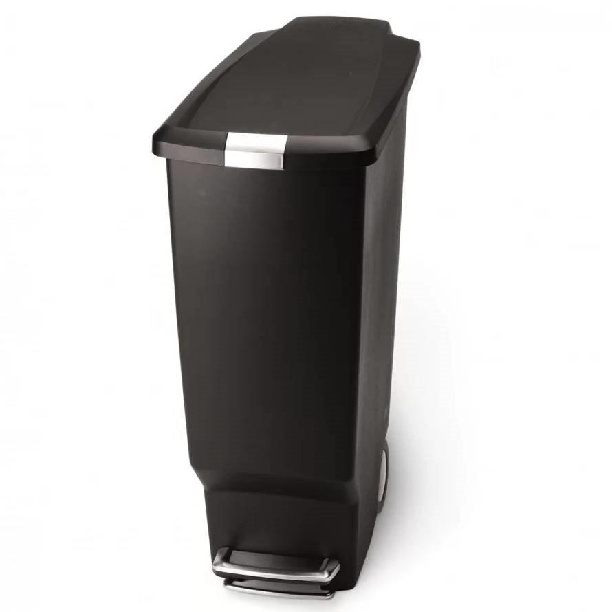 Black 10-Gallon Narrow Kitchen Trash Can with Easy Step-on Lid - PRHOMZ