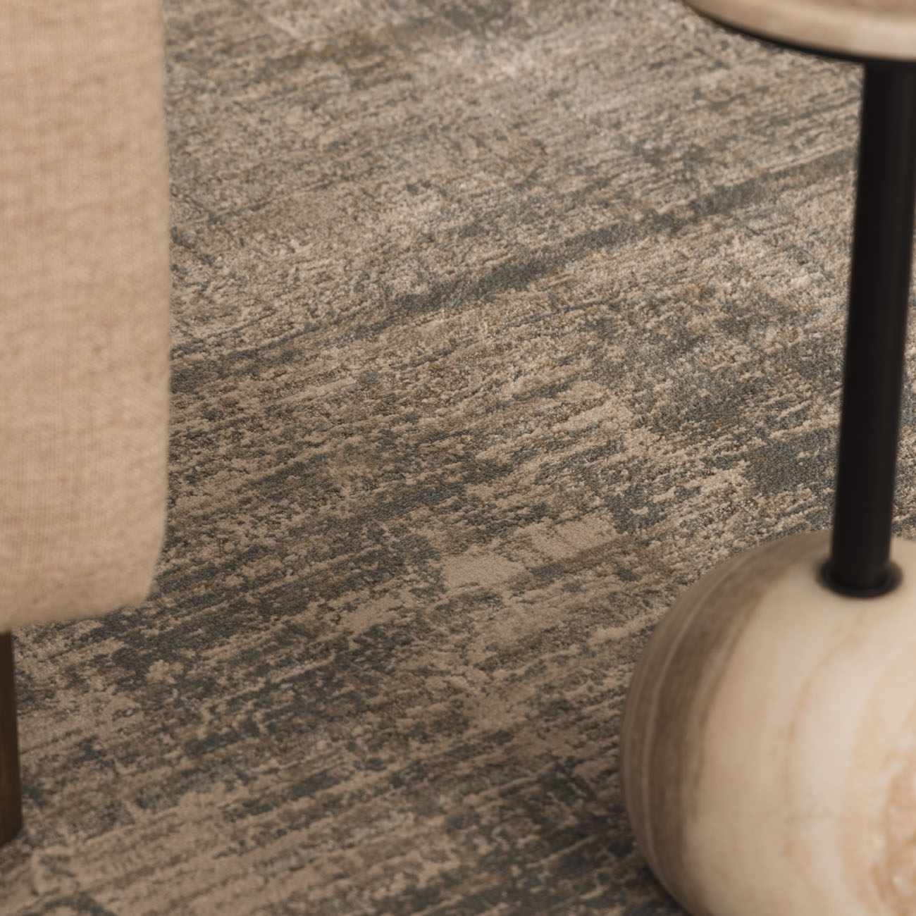 Fallin Gray Abstract Striped Luxe Rug