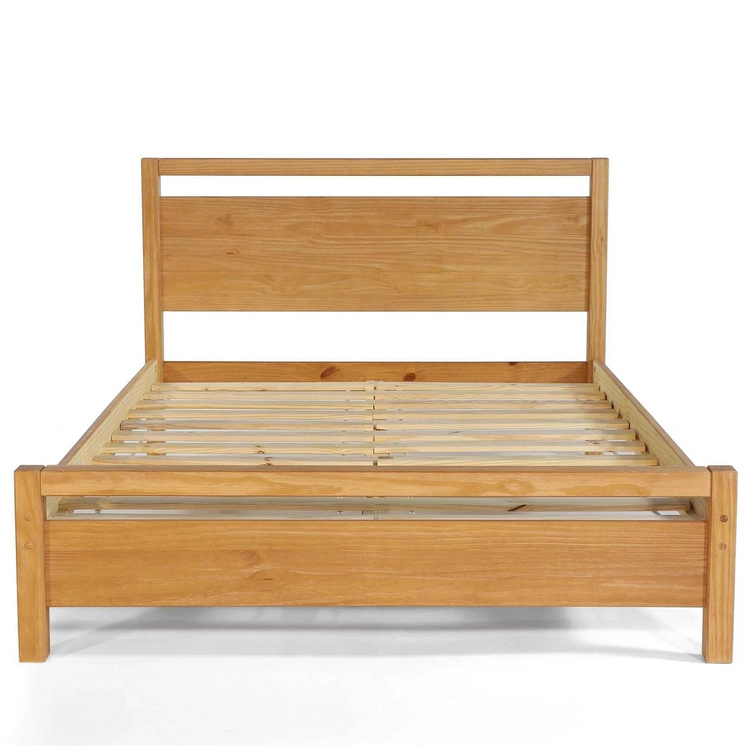 Full size Farmhouse Solid Wood Platform Bed Frame with Headboard Footboard - PRHOMZ