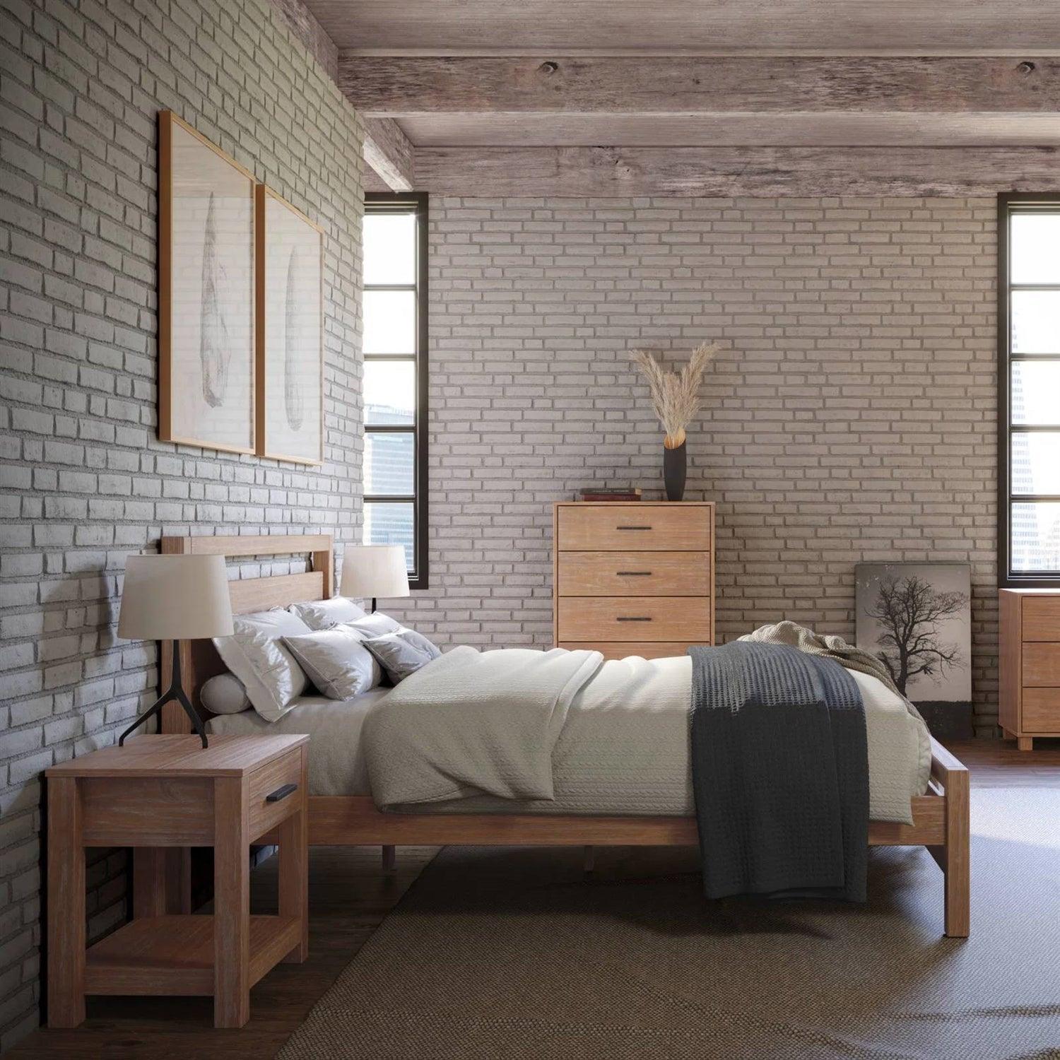 Full size Farmhouse Solid Wood Platform Bed Frame with Headboard Footboard - PRHOMZ