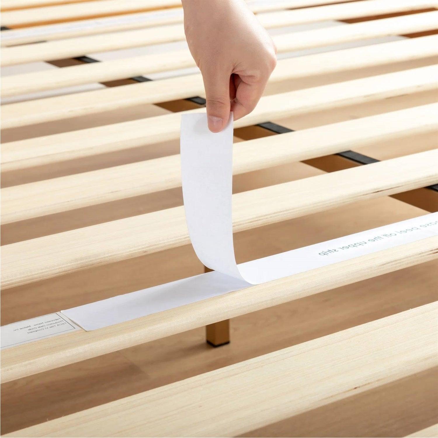 Full size Solid Wood Platform Bed Frame in Natural Wooden Finish - PRHOMZ