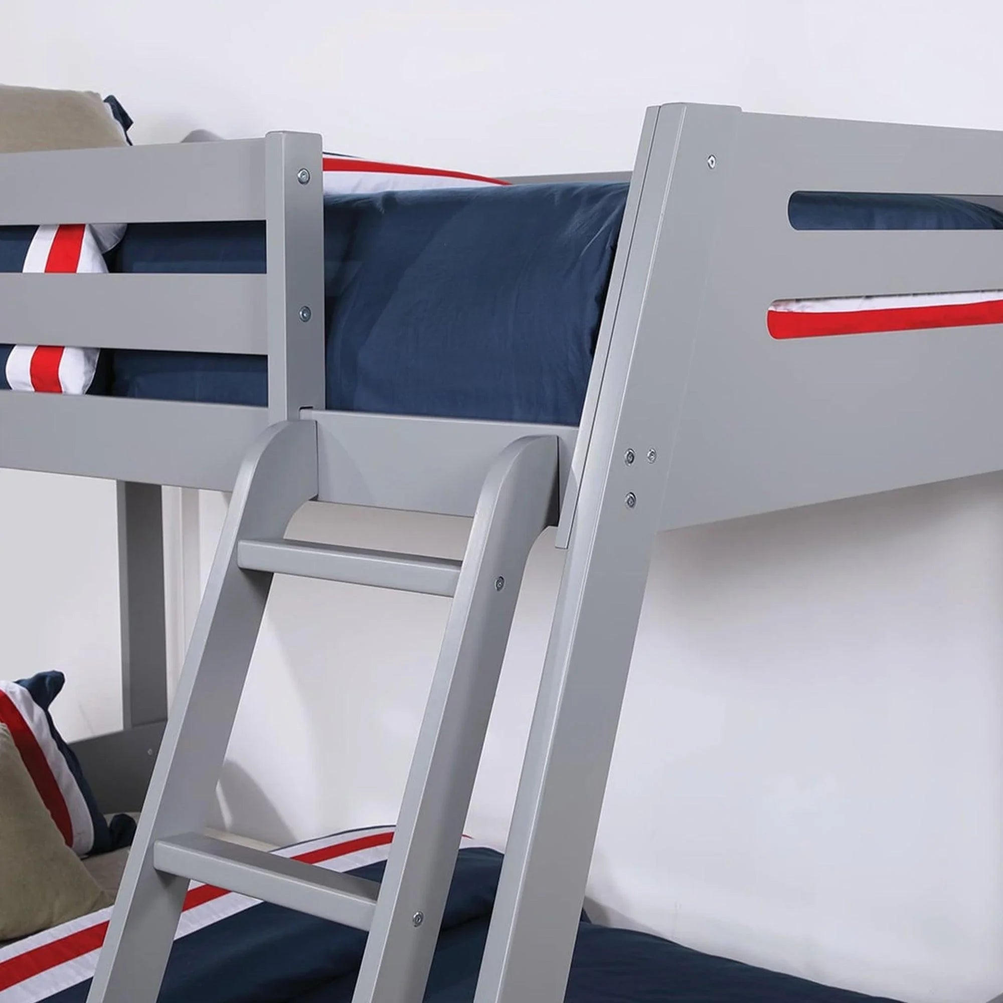Solid Wood Twin / Full Bunk Bed with Reversible Angled Ladder and Underbed Drawers