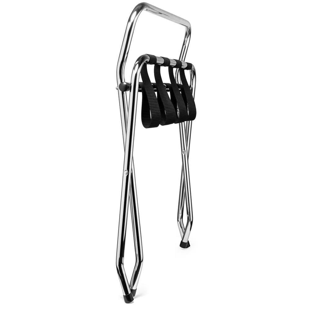 High Back Metal Folding Luggage Rack - PRHOMZ