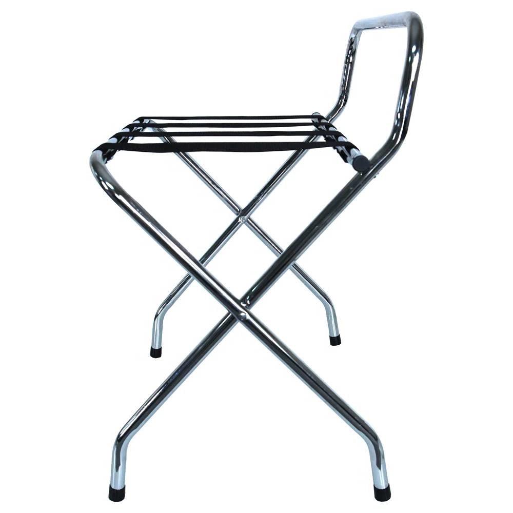 High Back Metal Folding Luggage Rack - PRHOMZ