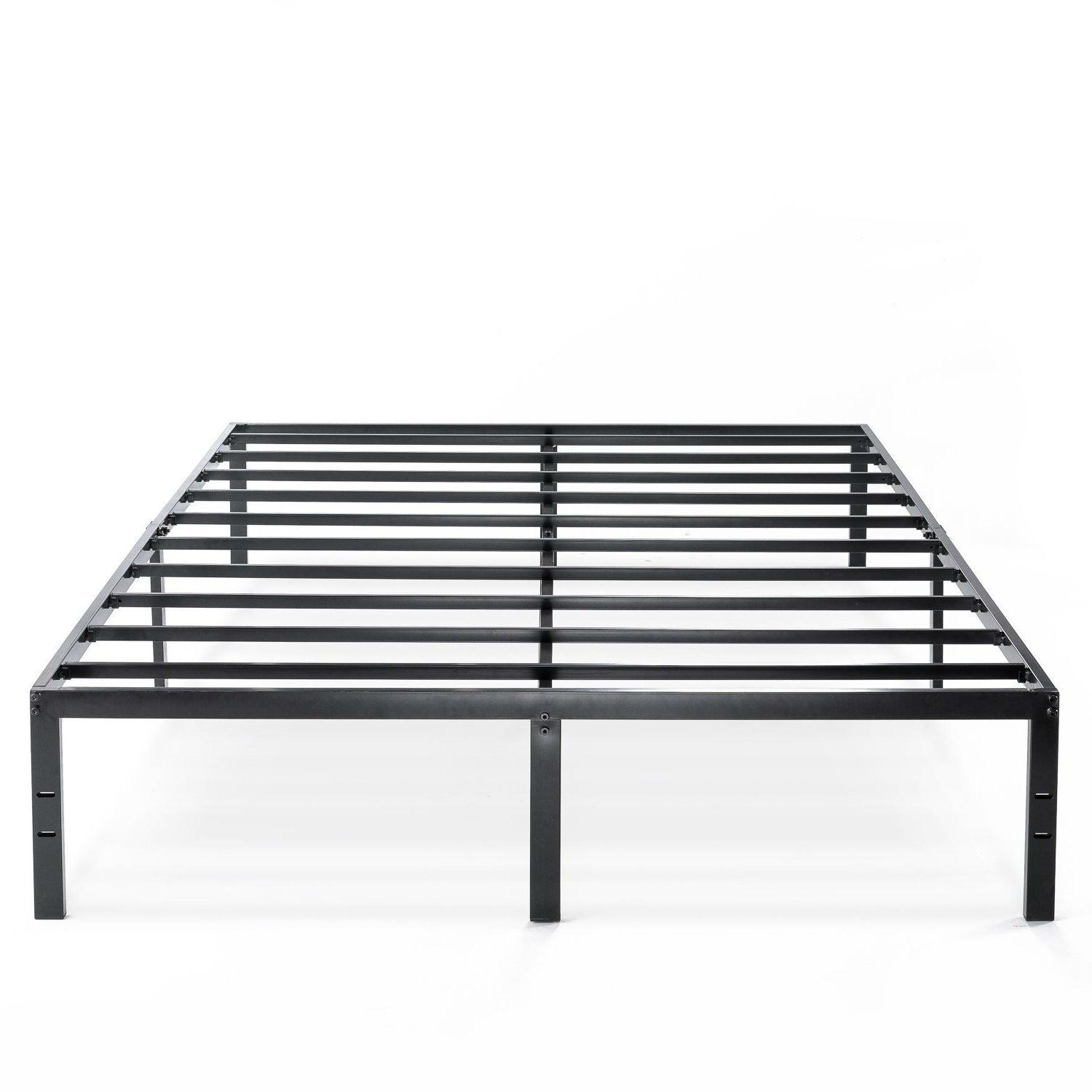 Full size Black Metal Platform Bed Frame with Headboard Attachment Slots - PRHOMZ